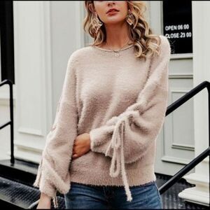 Softest Mohair Sweater With Tie-Ruched Arms